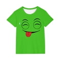 thumbnail image 2 of DAETIROS Kids Boys Funny Emoji Face 100% Cotton T-Shirt Short Sleeve Crewneck Top Mischievous Green 4-10 Years,Size 5 T, 2 of 6