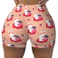 thumbnail image 2 of Daiia Bunny And Strawberry Pattern Women's Workout Shorts Biker Shorts - High Waisted Workout Spandex Tummy Control Gym Running Yoga Shorts-X-Large, 2 of 8