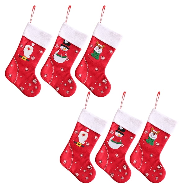 Inteprter Calcetín de Navidad Santa Claus copo de nieve calcetines de Navidad para chimenea adorno de árbol colgante saco tela no tejida regalo para el Kits de decoración para fiestas No.04 Inteprter HA008888-04