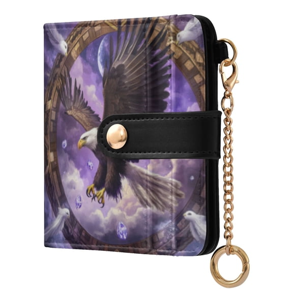 Qxltty Eagleflying in The Sky Ladies Wallet Rfid Slim Thin Compact Credit Card Women Wallet Zipper Coin Pocket and ID Window for Female Gifts