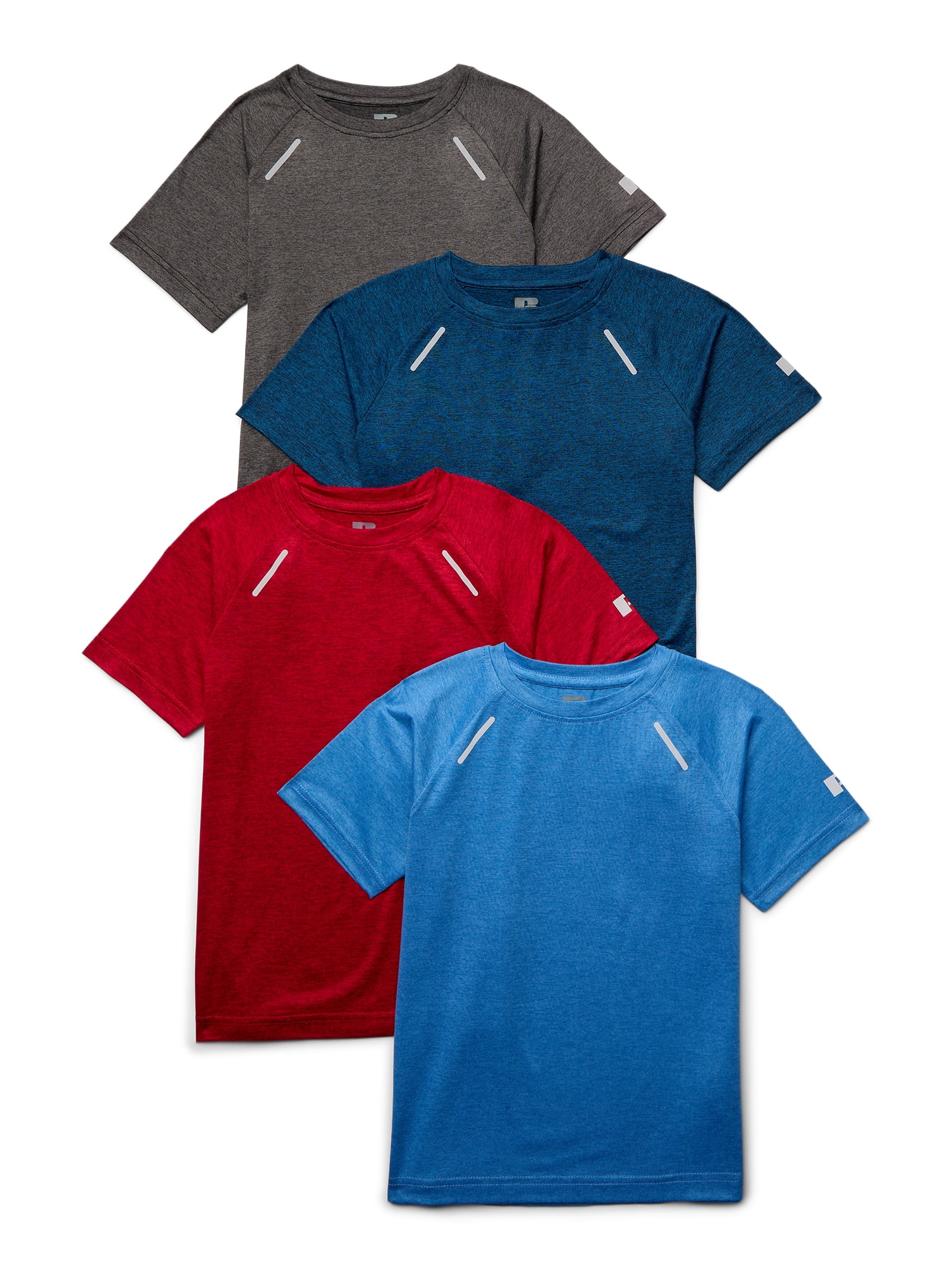 Russell Athletic Boys Runner Tech Short Sleeve T-Shirt, 4-Pack 