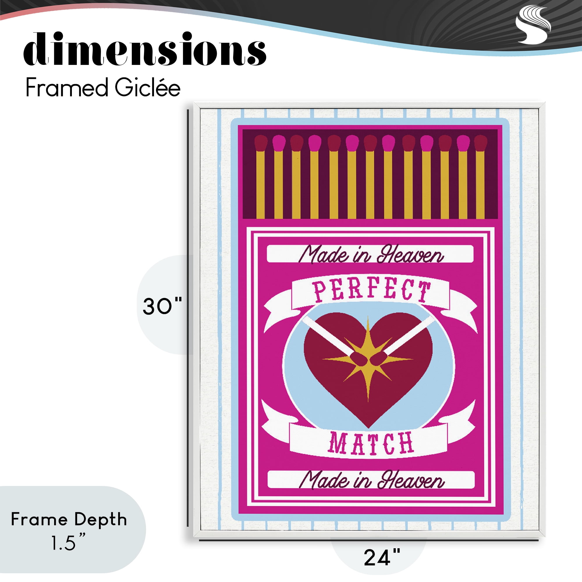 Stupell Industries Perfect Match Made In Heaven White Framed Giclee Art, design by Lil' Rue