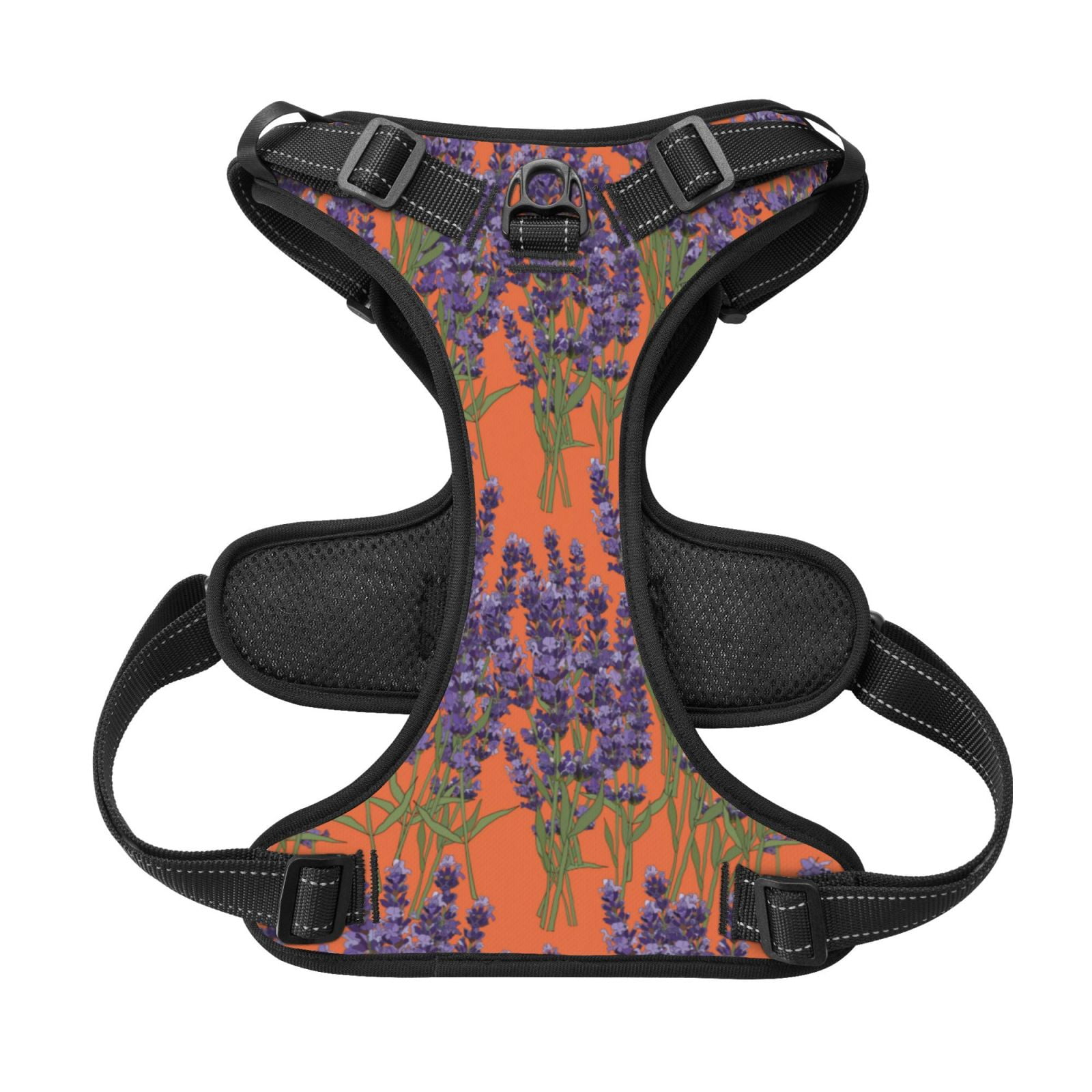 Kdxio Lavender Flowers Print No Pull Dog Harness Adjustable Reflective Oxford Easy Control Medium Large Dog Harness for Training and Everyday-Small