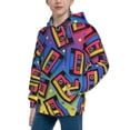 thumbnail image 2 of Picia Vintage Audio Cassettes Pattern Youth Hoodie - Warm Pullover Sweatshirt with Kangaroo Pocket, Ideal for Boys and Girls-Medium, 2 of 6