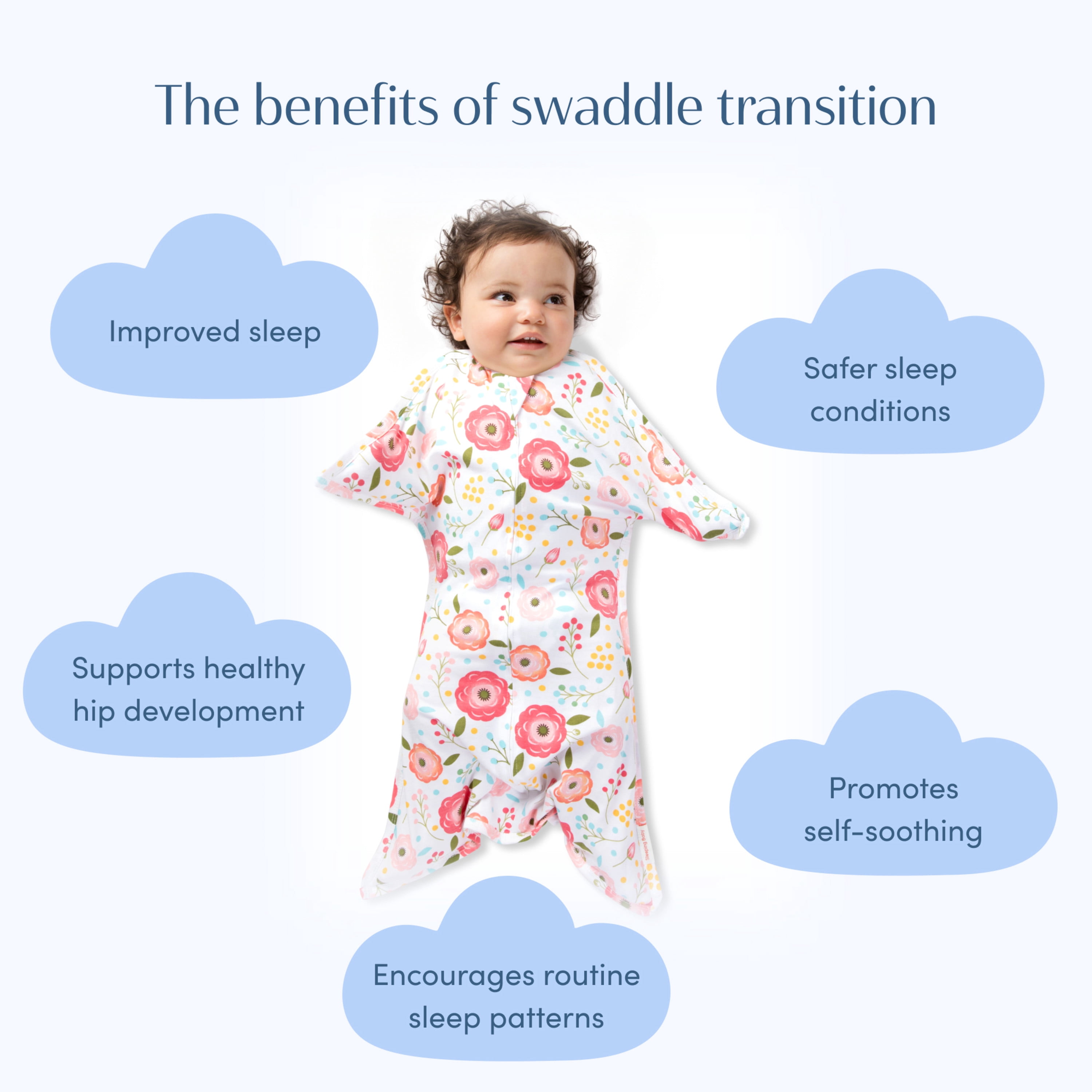 SleepingBaby Zipadee-Zip Transition Swaddle for Self-Soothing & Better Sleep, Pink Poppy, X Small (3-6 Months)