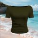 thumbnail image 5 of Tops Casuales sin Mangas para Mujeres Camiseta de Moda Blusa Elasticidad Suelta Cuello Redondo Tops de Color Sólido para Mujeres, 5 of 5