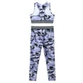 thumbnail image 5 of CHICTRY Kids Girls Camouflage Print Sports Suit Sleeveless Racer Back Crop Top with Athletic Leggings Active Set Lavender 10, 5 of 7