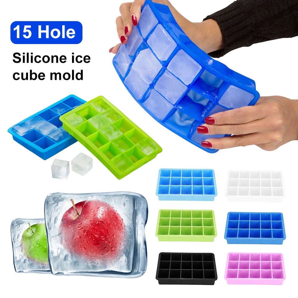 1x Silicone Ice Cube Tray Lid Large Mould Mold Giant DIY Maker Square 15 Grids