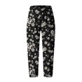thumbnail image 4 of Edvintorg 2023 Women Cotton Linen Harem Pants Summer Flower Printed Casual Loose High Waist Pocket Trousers Female Vintage Ankle-Length Wide Leg Trousers, 4 of 5