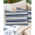 thumbnail image 2 of Outdoor Waterproof Throw Pillow Covers Set of 2 Gray Striped Decorative Pillowcases Lumbar Outdoor Pillows Cushion Case 20x12 Inch Navy Blue Contrast Stripes Patio Pillows for Couch Sofa Bed Garden, 2 of 9