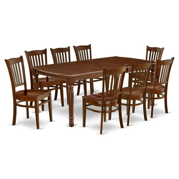 Atlin Designs 9-piece Wood Table and Dining Chair Set in Mahogany