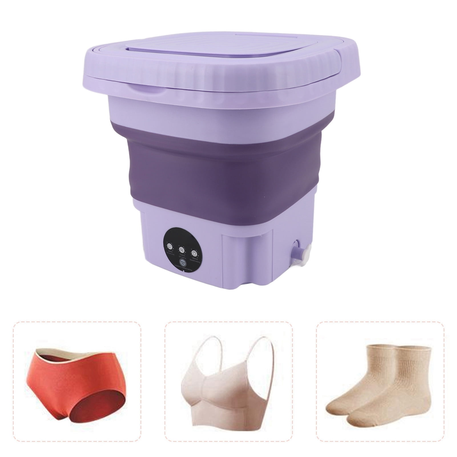 Portable Washing Machine, 11L Automatic Mini Foldable Washer with Drainage Pipe for Socks Baby Clothes Towel, Small Portable Washer and Dryer Combo for Apartments Dorm Camping RV