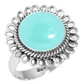 thumbnail image 1 of 925 Silver Ring For Women - Girls Aqua Chalcedony Stone Silver Ring Size 12 March Birthstone Costume Silver Ring Size 12 Gift For Women On Anniversary 925 Silver Jewelry With Gemstone, 1 of 5