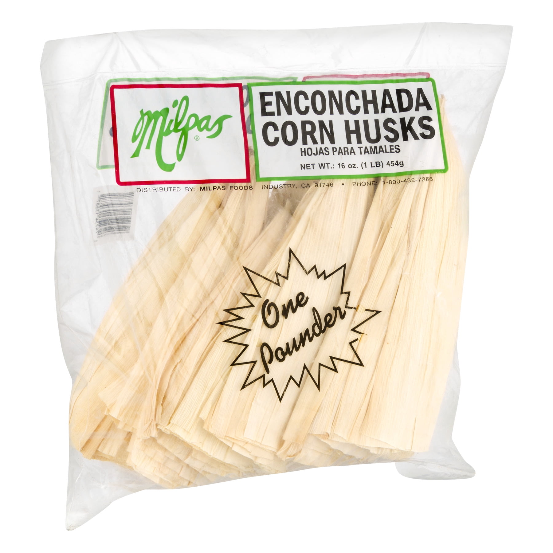 Milpas Dried Corn Husks, Packed in a 16.0 OZ Cello Bag to insure freshness.