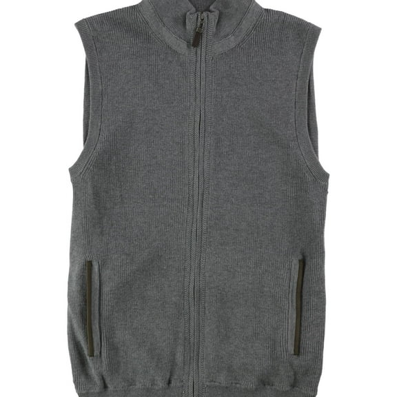 Tasso Elba Mens Faux Suede Sweater Vest, Grey, Small