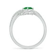 thumbnail image 2 of ANGARA Natural Oval Emerald Twisted Ribbon Ring with Diamond in Sterling Silver for Women (Size-6x4mm) | May Birthstone, Birthday, Anniversary, Jewelry Gift for Women | Natural Emerald Ring, 2 of 9