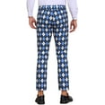 thumbnail image 3 of INSPIRE CHIC Argyle Pattern Pants for Men's Flat Front Retro Trousers Plaid Printed Pants 28 Blue Black, 3 of 6