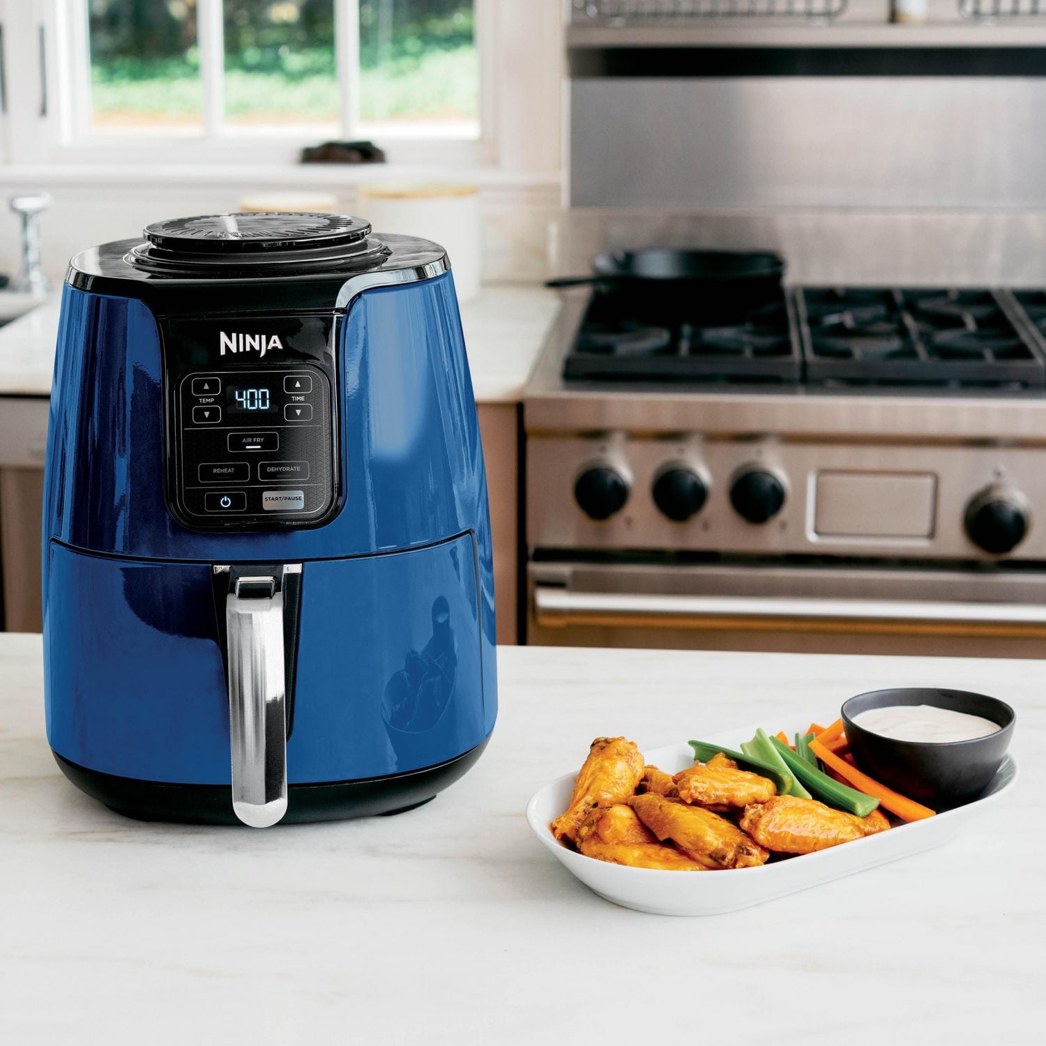Ninja Air Fryer, 4-Qt Capacity, Non-Stick, Air Fry, Roast, Reheat, Dehydrate, Navy Blue, AF100CNV, Ninja Air Fryer