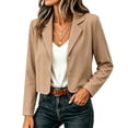 thumbnail image 2 of GUACER Womens Cropped Blazer Button Long Sleeve Notch Lapel Jacket, Casual Office Wear, 2 of 5