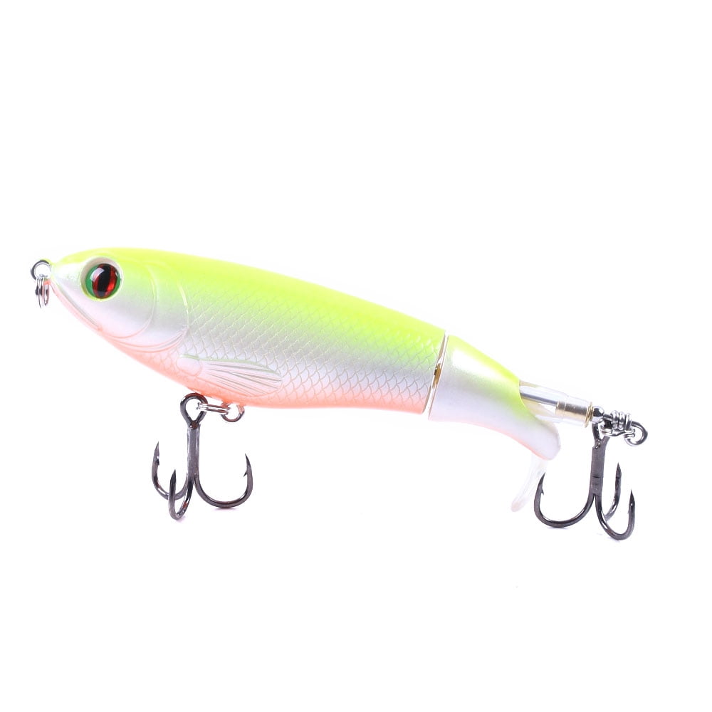 HENGJIA Fishing Lures, 8PCS Popper lure  with Floating Rotating Tail Barb Treble Hooks, Topwater Fishing Lures for Saltwater and Freshwater Bass Trout Walleye