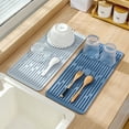 thumbnail image 2 of Drain Pad Easy to Clean Hanging Hole Anti-scalding Silicone Tableware Drying Mat Faucet Drip Protection Pad Kitchen Gadget, 2 of 7
