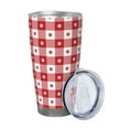 thumbnail image 2 of Salouo Red Plaid Daisy Print 20oz Tumbler with Lid,Stainless Steel Vacuum Insulated Tumbler Durable Insulated Coffee Mug Thermal Cup with Splash Proof Sliding Lid-Straw Three-piece Set, 2 of 8