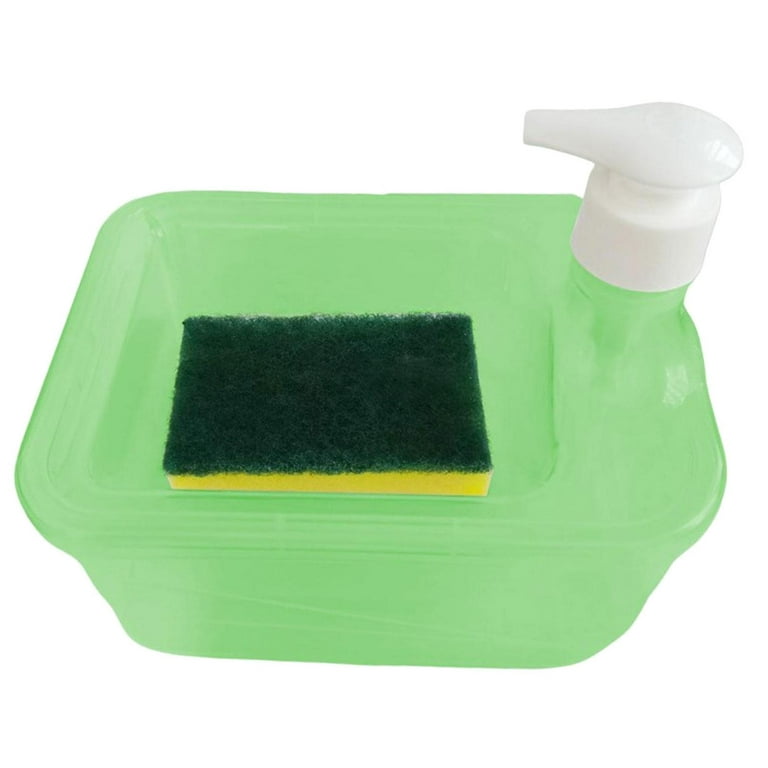 Dish Soap Dispenser and Sponge Holder Manual Soap Liquid Pump Bottle for