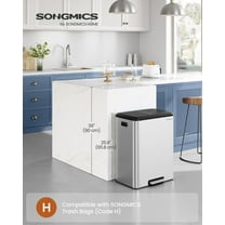 Double Compartment Trash Can - 2x8 Gallon Stainless Steel Recycling Bin with Soft-Close Lid & Pedal, Inner Buckets, Metallic Silver