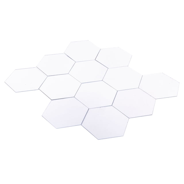 12PCS Modern Simple Pure White Stickers,Hexagonal Mirror Stickers Detachable Acrylic Material,for Decorative in Living Room,Bedroom