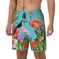 thumbnail image 2 of Gaeub Tropical Jungle Flamingo Mens Swim Trunks Stretch Beach Shorts Quick Dry for Men Swim Shorts Swimwear with Pockets- X-Large, 2 of 9
