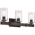 thumbnail image 6 of Franklin Iron Works Poetry Rustic Farmhouse Wall Light Bronze Wood Grain 23 1/2" 3-Light Fixture Seedy Glass for Bedroom Bathroom Vanity Living Room, 6 of 9
