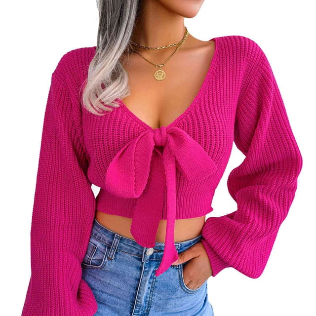 Bow Loose Sweater,Bow Loose Sweater Cropped Long Sleeve Cropped Sweater Cropped Loose Sweater Professionally Tested