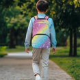 thumbnail image 4 of POLERO Adjustable Strap Backpack for School Work, Polyester Fabric Smooth Zipper School Bag, Rainbow Ocean, 4 of 10