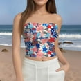 thumbnail image 2 of Women's Summer Tube Top Sleeveless Sexy Camisole Shirt Vest, Patriotic Independence Day Printed Crop Tank for Casual Wear & Party,Sky Blue 2XL, 2 of 5