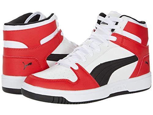 Puma Men's Rebound Layup High Top Sneakers (White/Red/Black) - Size 9.5 M
