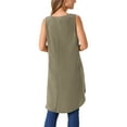 thumbnail image 3 of BLUSA TÚNICA ALTA BAJA SIN MANGAS PARA MUJER INSPIRE CHIC, ESCOTE REDONDO, AJUSTE SUELTO, CASUAL, VERDE OLIVA OSCURO, XL, 3 of 5