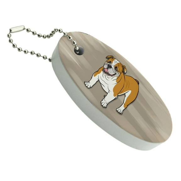 English Bulldog Pet Dog Floating Foam Keychain Fishing Boat Buoy Key Float