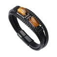 thumbnail image 6 of Top-keivon Son's Tiger Eye Protection Bracelets For Men, To My Son Bracelet from Mom Leather Black Beaded Bangle Engarved With Love You Forever Cuff Jewelry Gift for Birthday Christmas, 6 of 9