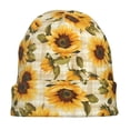 thumbnail image 7 of Xecao Scottish Plaid Sunflower Print Beanie Knitted Hat for Men Women, Winter Fashion Knit Cuffed Caps Unisex, 7 of 7