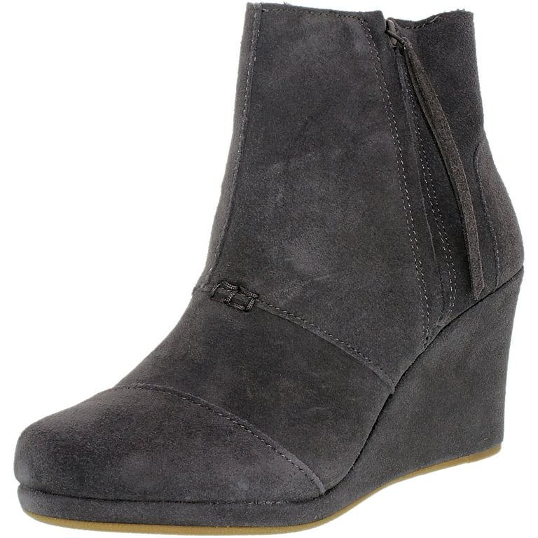 Toms Women s Desert Wedge High Dark Grey Suede Ankle High Boot 10M Walmart