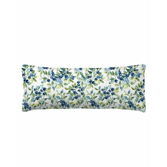 Blueberrys Leaves Body Pillow Cover 20 x 60 Inch Decorative Pillow Cover Country Green Botanical Plants Lumbar Pillowcase Seasonal Rectangle Cushion Case for Couch Sofa Bed Living Room