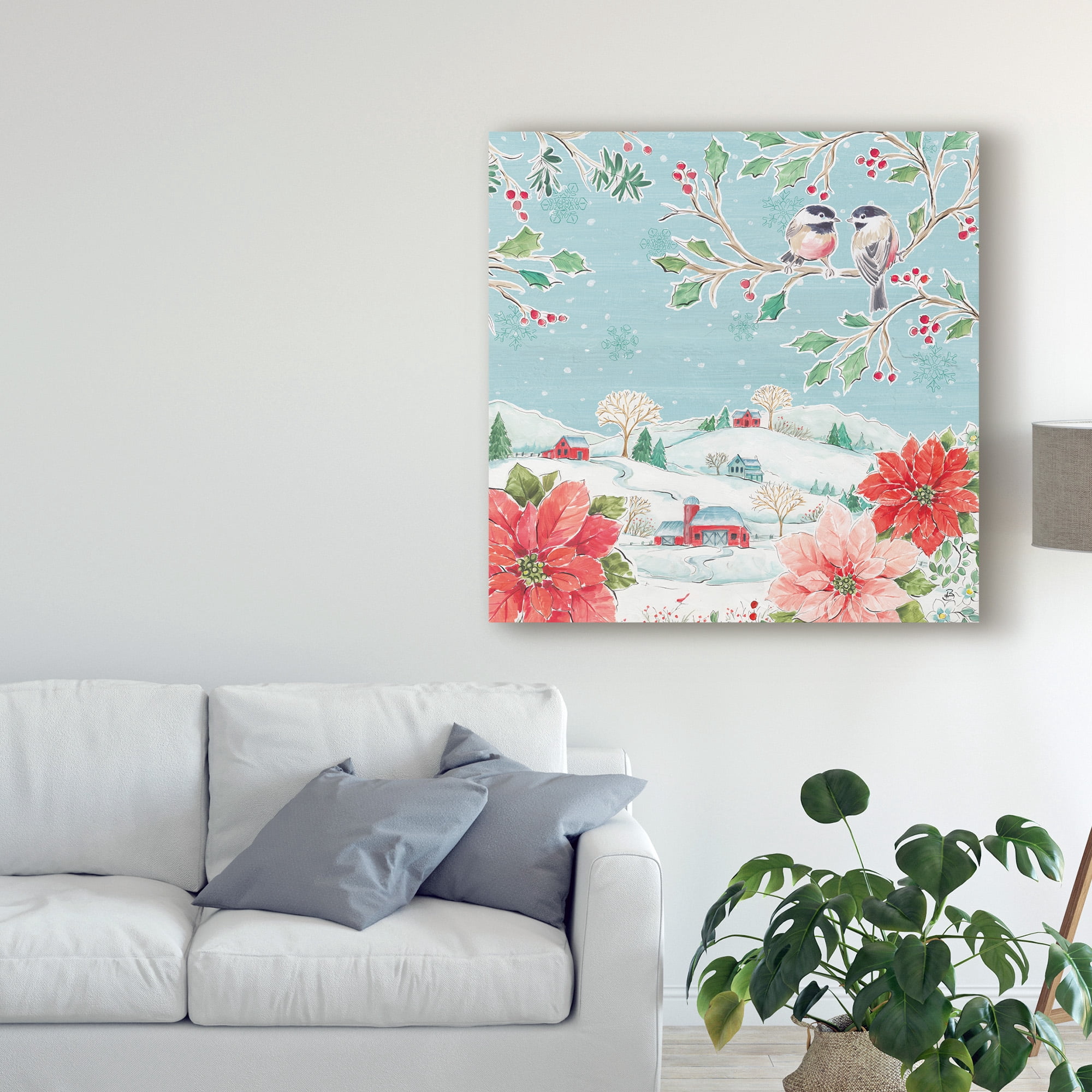 Trademark Fine Art 'Country Poinsettias VI' Canvas Art by Daphne Brissonnet