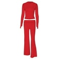 thumbnail image 3 of Ensemble 2 Pcs pour Femme, Survêtement à Manches Longues, Ensemble Moulant Assorti, Veste à Capuche, Tenue de Jogging, Rouge, M, 3 of 9