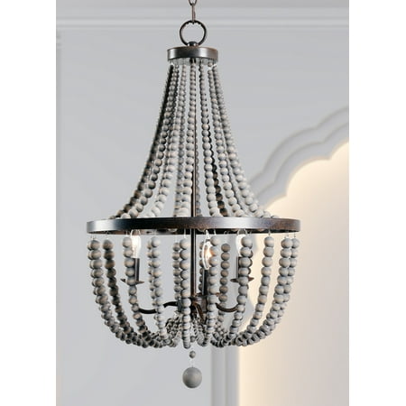 Dumas 3 Light Wood Bead Chandelier Com Dumas 3 Light Wood Bead Chandelier