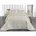 thumbnail image 2 of Ambesonne Vintage Quilted Bedspread Set 3 Pcs, Nostalgic Neutral Flowers, King, Eggshell and Umber, 2 of 4