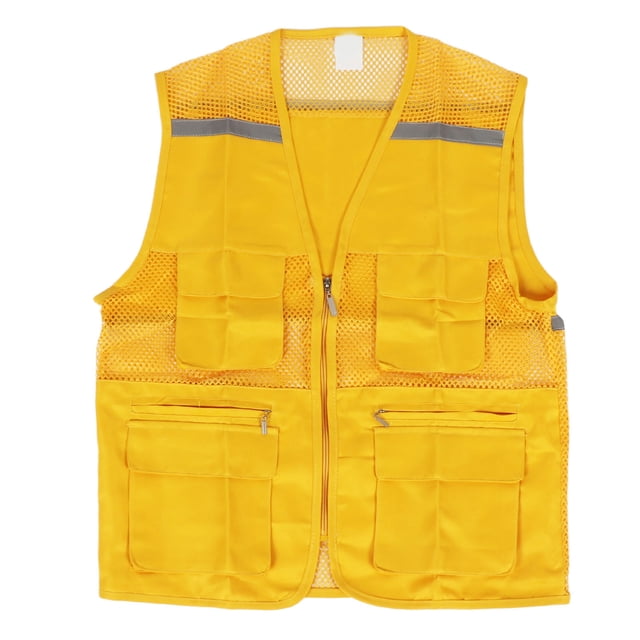 Chaleco de voluntario para trabajo en eventos, ropa con múltiples bolsillos, color amarillo, suministros para actividades de bienestar público, tipo 1, M