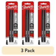 (3 pack) Sharpie Pens, Felt Tip Pens, Fine Point (0.4mm), Black, 2 Count