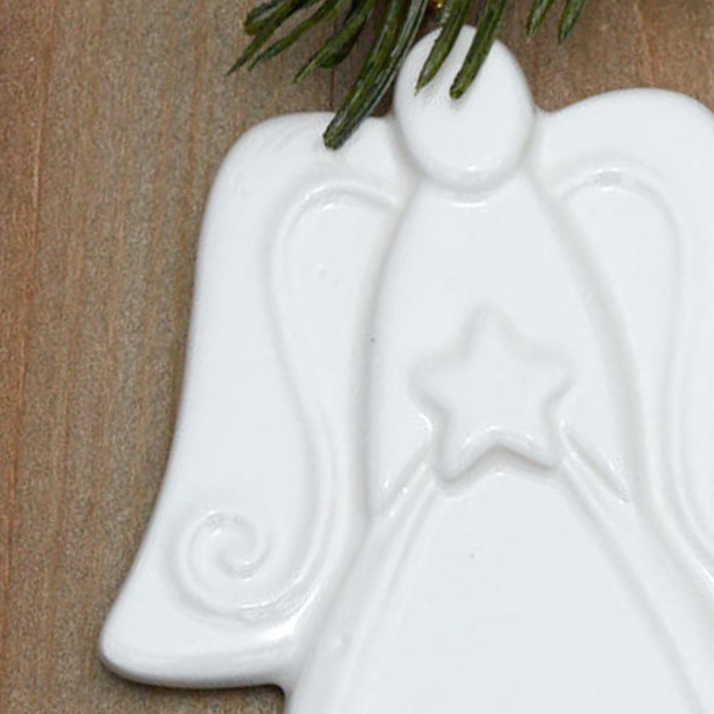 12pc Embossed Porcelain Angel Ornament Set - for Christmas - Factory Direct Craft