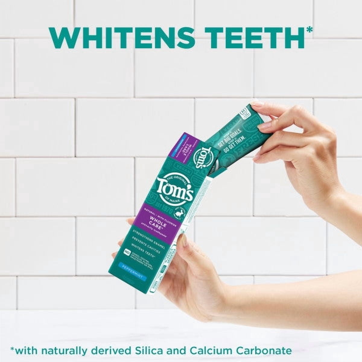 Tom's of Maine Whole Care Natural Toothpaste with Fluoride, Peppermint, 4.0 Oz - 3 Pack
