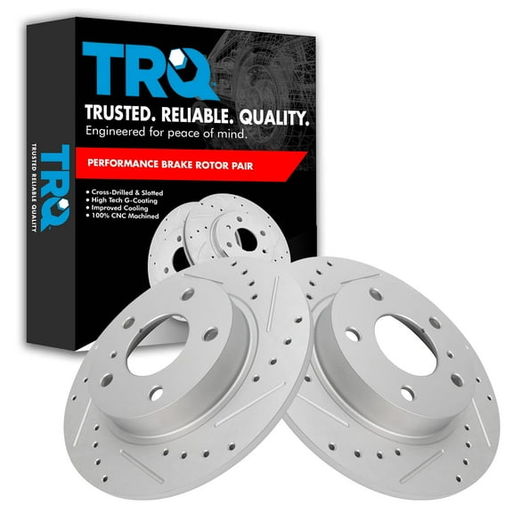 TRQ Rear Performance Brake Rotors Set Premium G-Coated Fits Select 2014-2022 Mazda 3 2019-2021 CX-3 2020-2022 CX-30